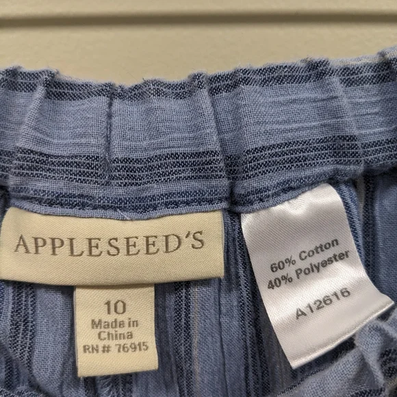 Appleseed's Blue Seersucker Elastic/Drawstring Pants Size 10 - Picture 3 of 6